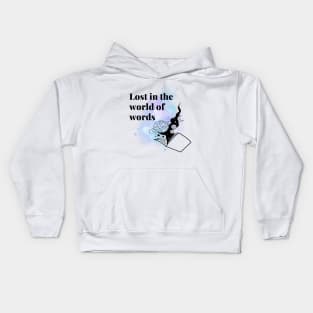 Bookworm lost in the world of words Kids Hoodie